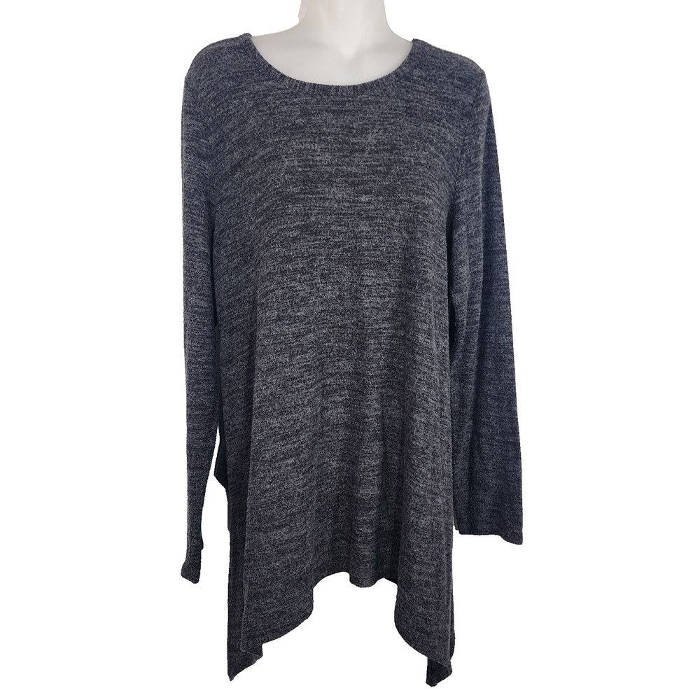 Torrid Super Soft Plush Lace Up Back Tunic Sweatshirt Plus Size 1X Deep Black